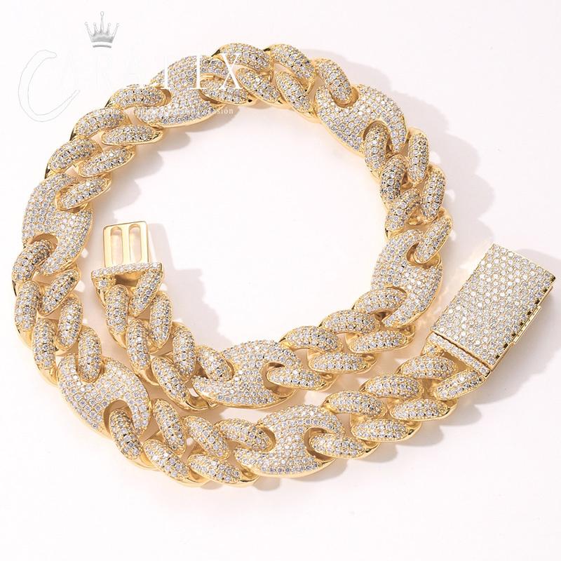 CARÁTIX 20mm Coffee Bean Cuban Chain | CZ Iced Out Hip Hop Necklace for Men