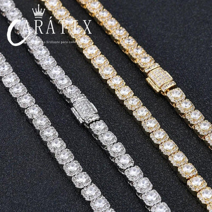 CARÁTIX - Women's Jewelry Bracelet Copper AAAAA Zircon 5mm Tennis Chain Gold/Silver Plated Flip Buckle Bracelet Valentine's Day Gift for Men & Girls & Boys Mothers' Day Gift #Springtok