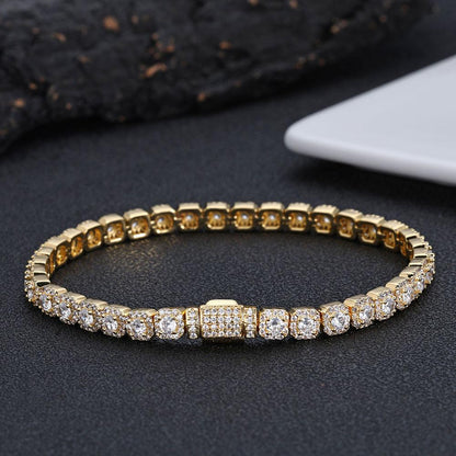 CARÁTIX - Women's Jewelry Bracelet Copper AAAAA Zircon 5mm Tennis Chain Gold/Silver Plated Flip Buckle Bracelet Valentine's Day Gift for Men & Girls & Boys Mothers' Day Gift #Springtok