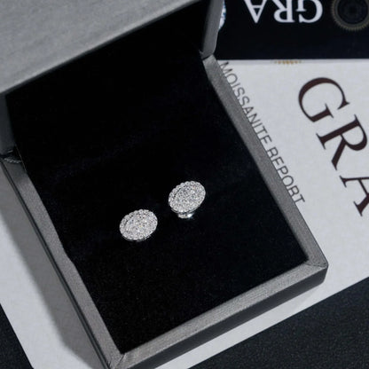 Fashion 925 Silver Square Synthetic Moissanite Stud Earrings Unisex Couple Style - CaratixJewelry