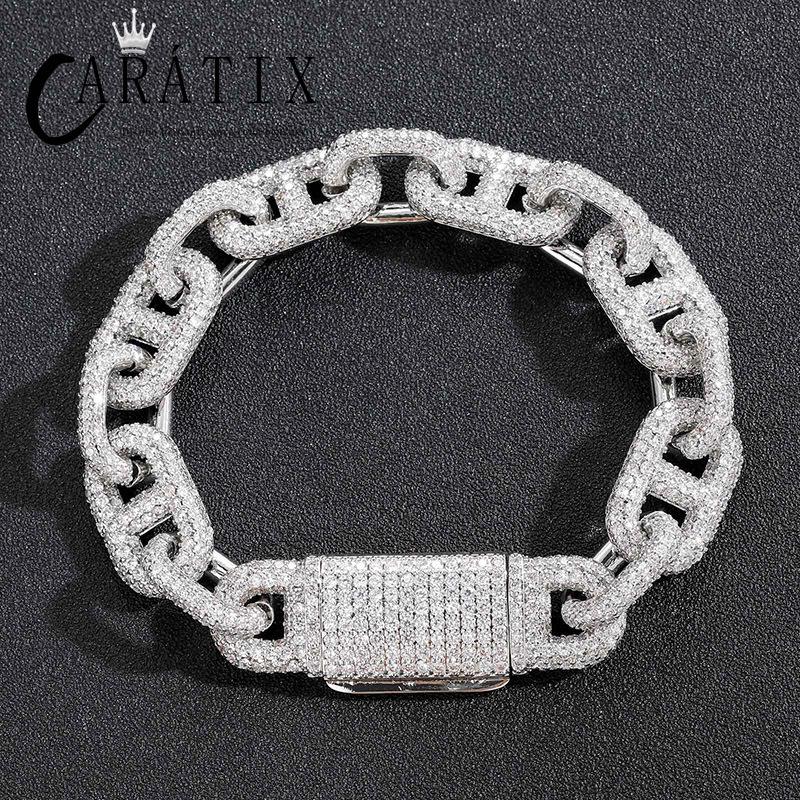 CARÁTIX Pig Nose Link Chain | 5A+ CZ Iced Out Hip Hop Necklace for Men (7"-24")