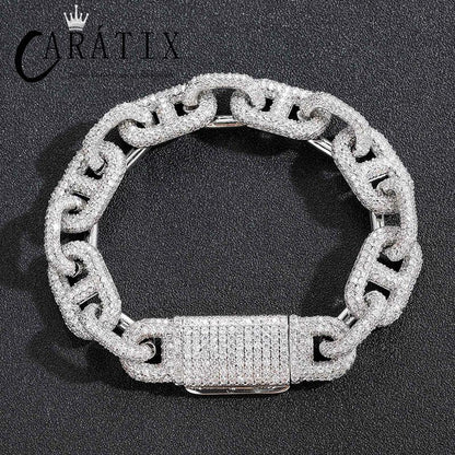CARÁTIX Pig Nose Link Chain | 5A+ CZ Iced Out Hip Hop Necklace for Men (7"-24")