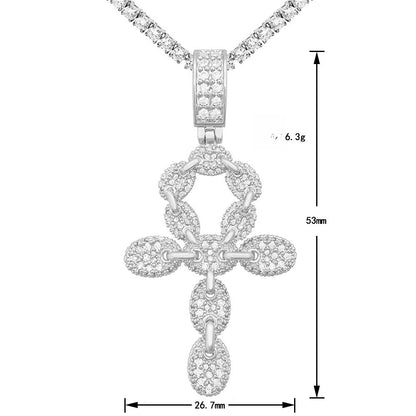 Iced Out Cross Pendant | Men's Gold Plated Hip Hop Cross Necklace | Caratix
