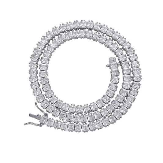 CARÁTIX - Hip Hop 4*4mm Square CZ Stone Paved Bling Iced Out Tennis Link Chain Chokers Necklaces for Men Women Rapper Jewelry Valentine's Day Gift for Men & Girls & Boys Mothers' Day Gift #Springtok