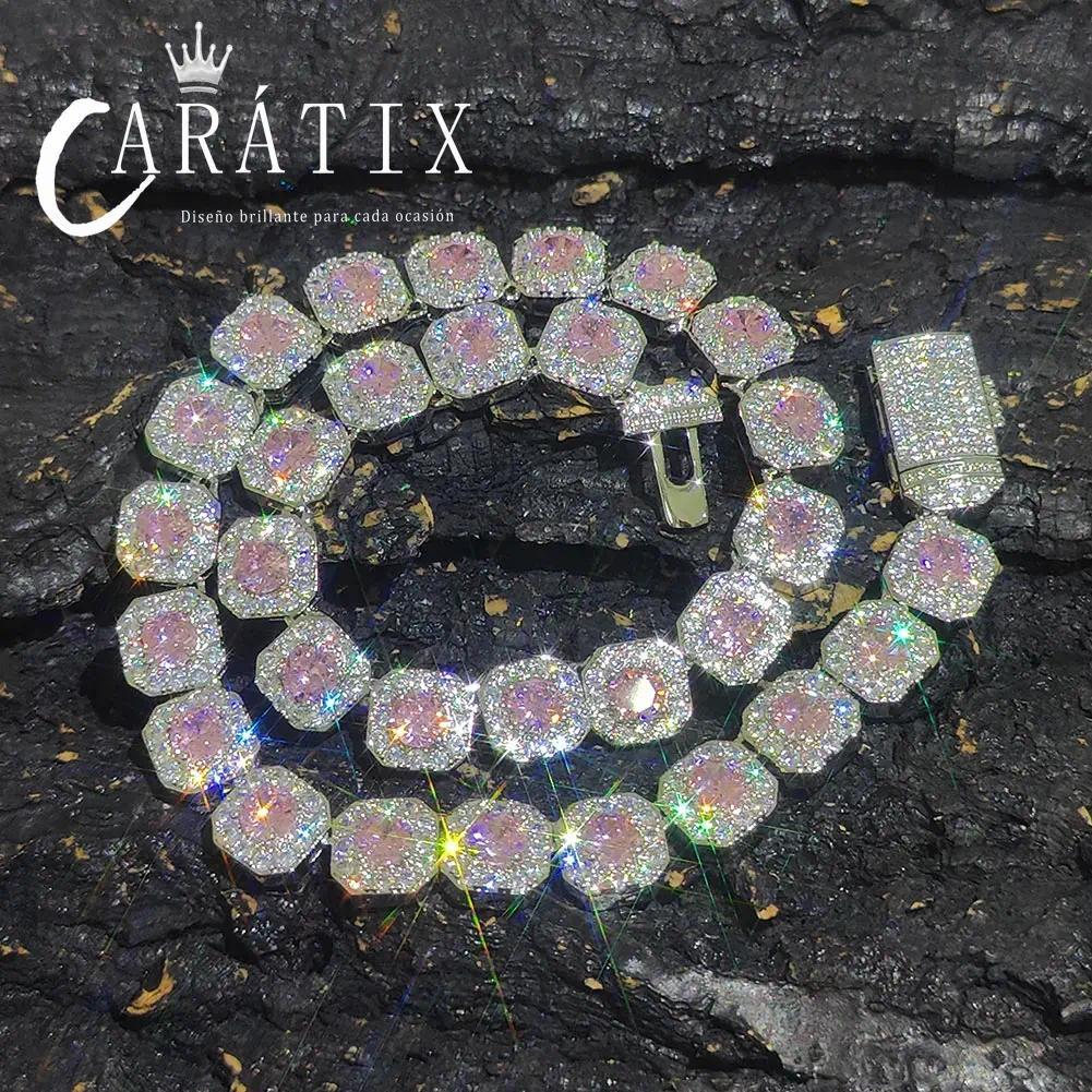 CARÁTIX - New Brass Colorful 12mm Cubic Zirconia Choker Cuban Link Necklace Men  Clustered Tennis Chain Valentine's Day Gift for Men & Girls & Boys Mothers' Day Gift #Springtok
