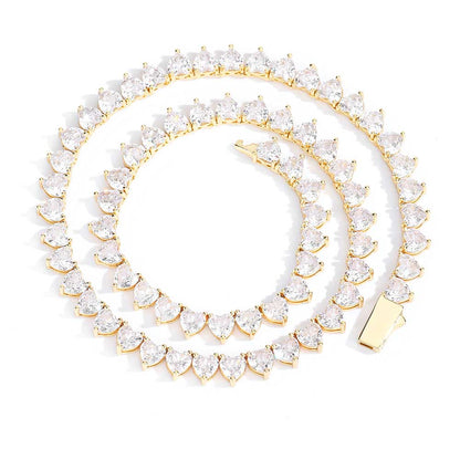 CARÁTIX - 6mm Heart Shape   Tennis Chain  Bling Necklace For Women Gift Fashion Jewelry A token of love Valentine's Day Gift for Men & Girls & Boys Mothers' Day Gift #Springtok