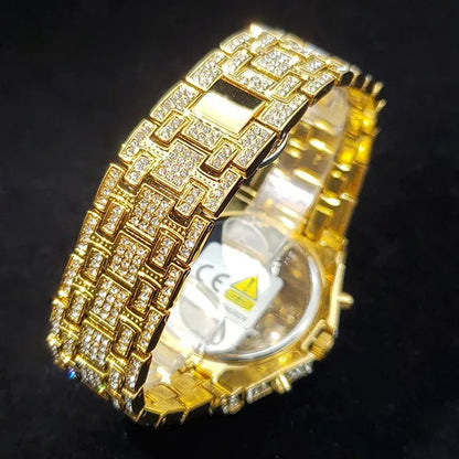 Luxury Full Iced Bright Zircon Men's Watch | Hip Hop Quartz Wristwatch | Waterproof Luminous Reloj Hombre | Caratix - CaratixJewelry