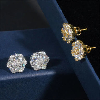 S925 Silver Moissanite Inspired Floral Stud Earrings - CaratixJewelry