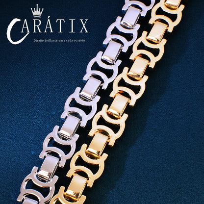 CARÁTIX 13mm Double C Chino Link Chain Necklace – Iced Out Hip Hop Cuban Chain Jewelry for Men | Creative Bling Design