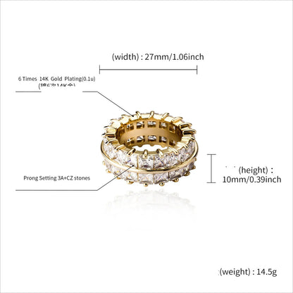 Men's Split-Band Hip Hop Ring | Double Row Iced Out Jewelry | Caratix