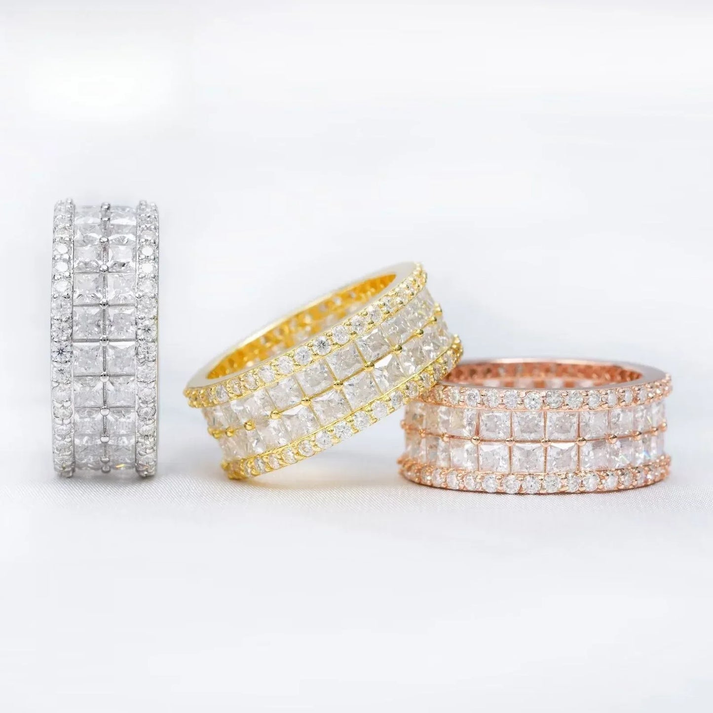 D-Color Princess-Cut Moissanite Ring | S925 Silver Unisex Iced Out Hip Hop Jewelry - CaratixJewelry