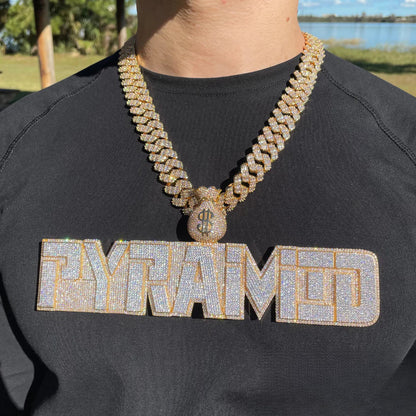 Money Bag Bail Two Layers Iced Out Personalized Custom Name Necklace Pendant – Luxury Hip Hop Jewelry for Men & Women