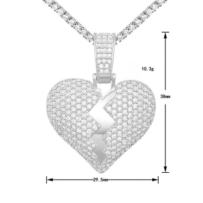 Iced Out Heart Pendant | Men's Gold Plated Hip Hop Heart Charm | Caratix
