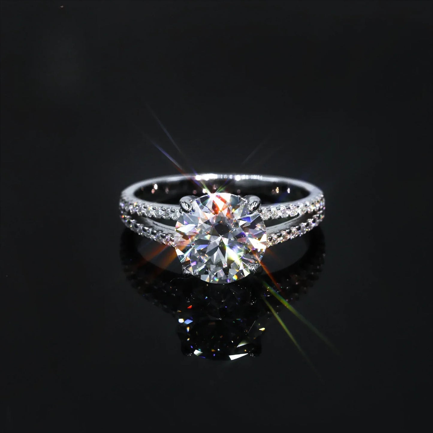 3ct Round Moissanite Wedding Ring | S925 Silver Minimalist Bridal Jewelry - CaratixJewelry