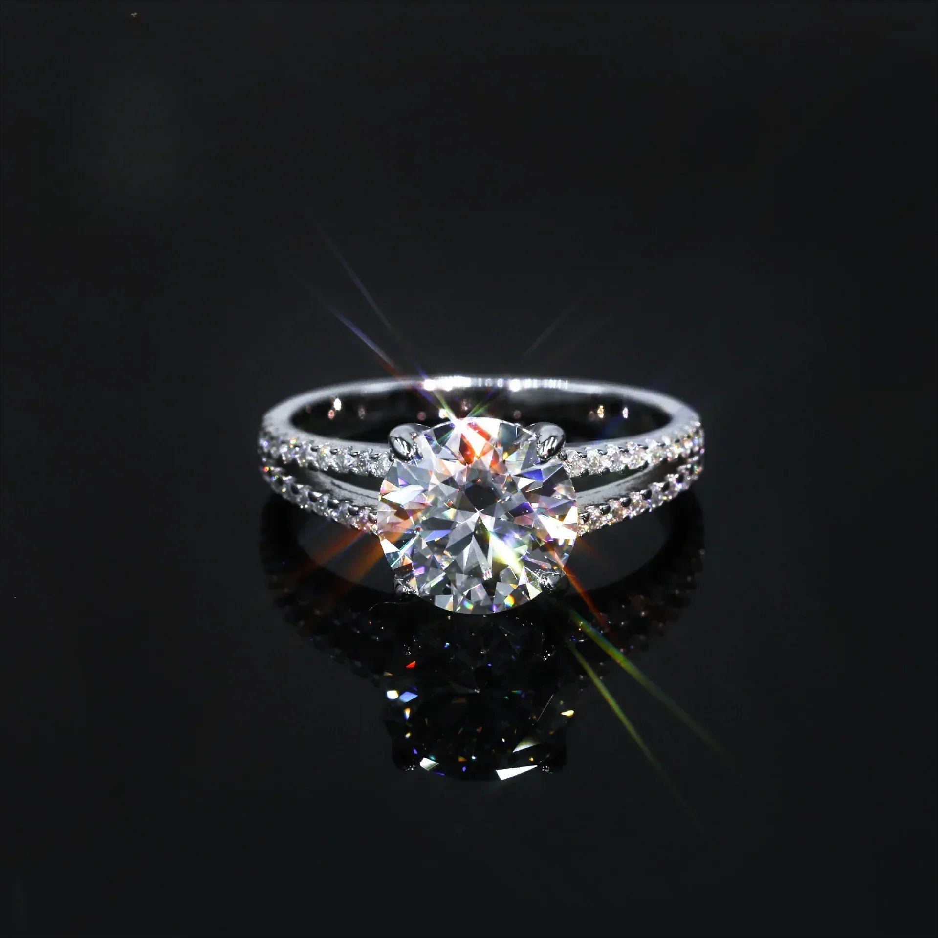 3ct Round Moissanite Wedding Ring | S925 Silver Minimalist Bridal Jewelry - CaratixJewelry