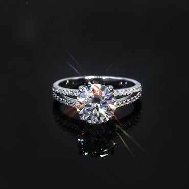 3ct Round Moissanite Wedding Ring | S925 Silver Minimalist Bridal Jewelry - CaratixJewelry