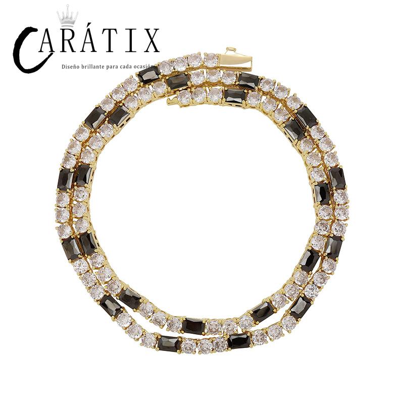 CARÁTIX Black Zircon Tennis Bracelet | 5A+ CZ Iced Out Hip Hop Chain for Men (7"-22")