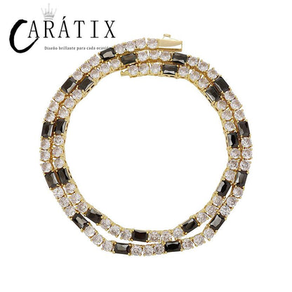 CARÁTIX Black Zircon Tennis Bracelet | 5A+ CZ Iced Out Hip Hop Chain for Men (7"-22")