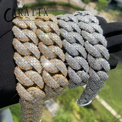 CARÁTIX Big Round Cuban Link Chain Necklace – Iced Out CZ Hip Hop Jewelry for Men & Women