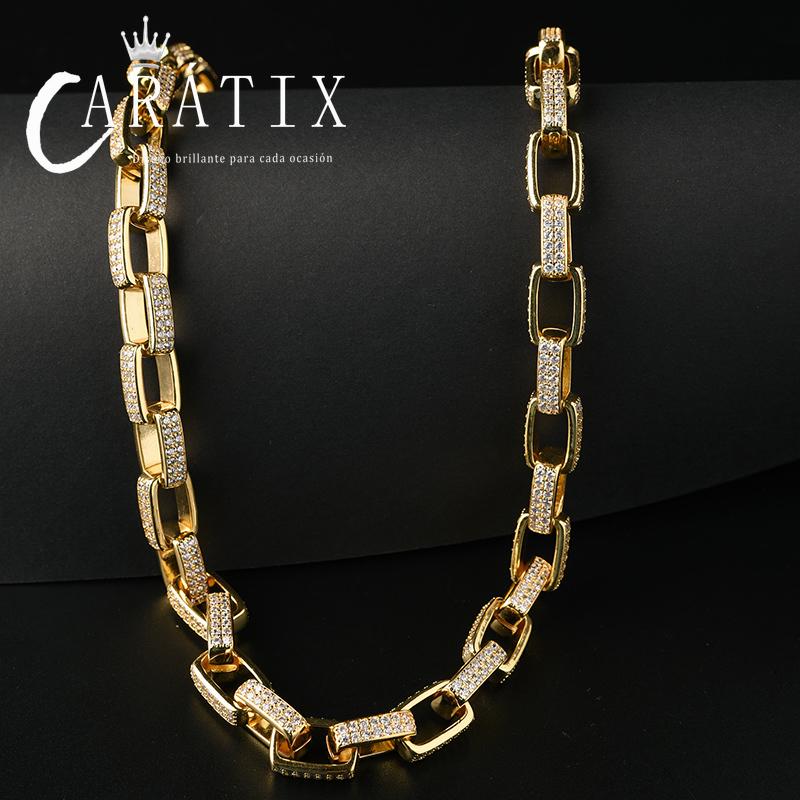 CARÁTIX 7"-28" Square Link Chain Bracelet – 5A+ CZ Iced Out Hip Hop Bling Jewelry for Men & Women | Rapper Gift