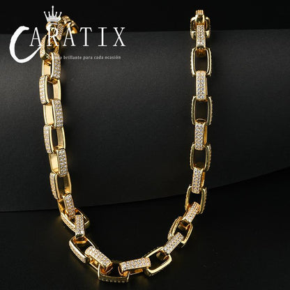 CARÁTIX 7"-28" Square Link Chain Bracelet – 5A+ CZ Iced Out Hip Hop Bling Jewelry for Men & Women | Rapper Gift