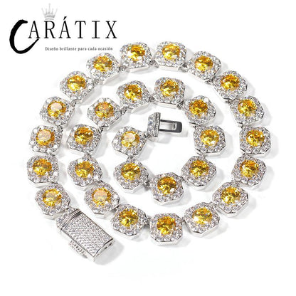 CARÁTIX - Hip Hop 3A+ CZ Stone Paved Bling Iced Out 12.5mm Tennis Link Chain Bracelets Necklaces for Men Women Unisex Rapper Jewelry Valentine's Day Gift for Men & Girls & Boys Mothers' Day Gift #Springtok