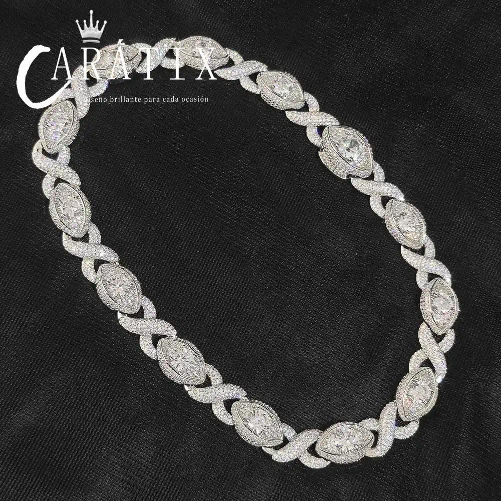 CARÁTIX 15mm Eye Shape Infinite Cuban Link Chain Necklace – Iced Out Hip Hop Bling Choker Jewelry for Women | Statement Gift