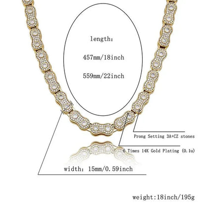 CARÁTIX Motorcycle Link Chain | 3A+ CZ Iced Out Hip Hop Biker Necklace for Men - CaratixJewelry