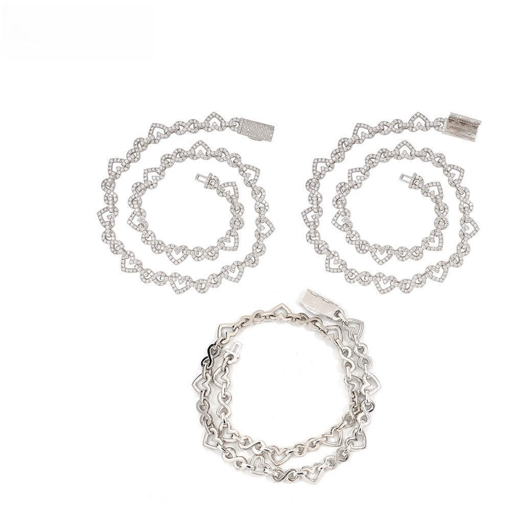 8.5mm S925 Silver Infinity Heart Moissanite Chain | Figure 8 Heart Link | Caratix
