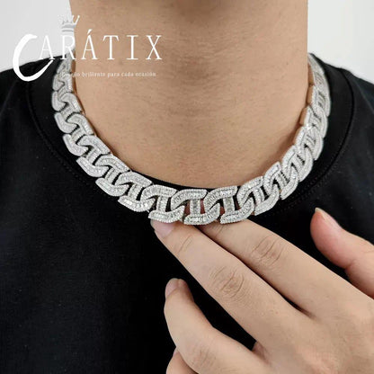 CARÁTIX – 16mm Bling Zircon Pig Nose Cuban Link Chain Necklace | Custom Hip Hop Jewelry for Men