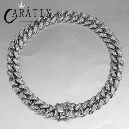 CARÁTIX 19mm Cuban Chain | Titanium Steel Iced Out Hip Hop Necklace for Men