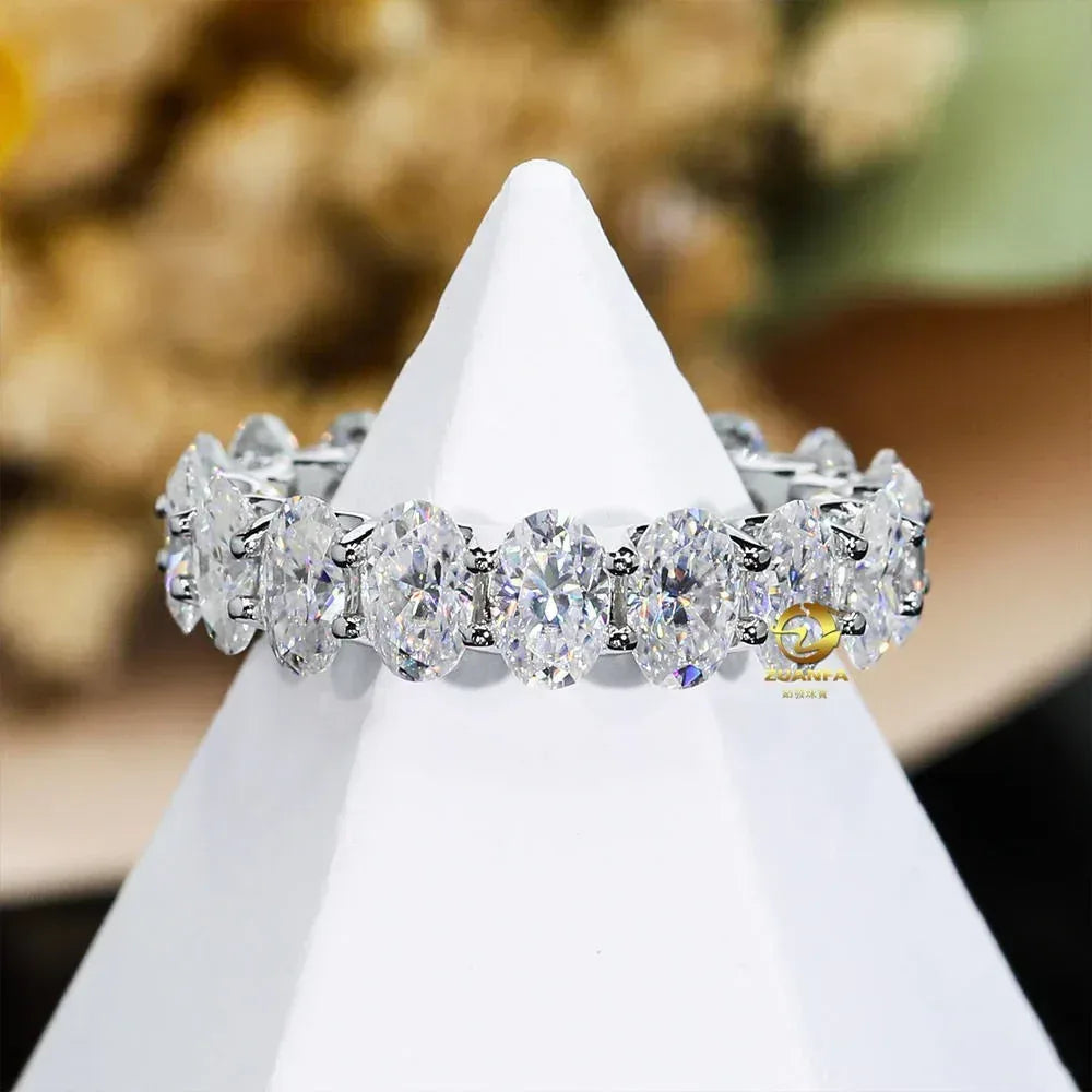 VVS Oval Moissanite Ring | S925 Silver Unisex Iced Out Hip Hop Fashion Jewelry - CaratixJewelry
