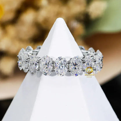 VVS Oval Moissanite Ring | S925 Silver Unisex Iced Out Hip Hop Fashion Jewelry - CaratixJewelry