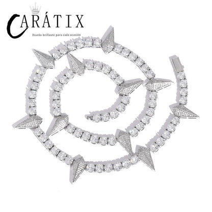 CARÁTIX Spike Tennis Chain | 3A+ CZ Iced Out Hip Hop Necklace for Men