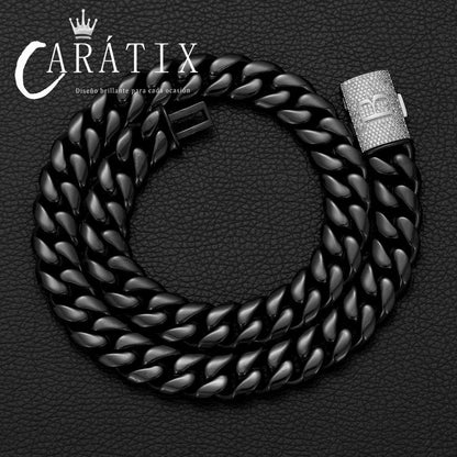 CARÁTIX Silver Letter Cuban Link Chain Necklace – Zircon Chunky Hip Hop Jewelry for Men | Punk Style Fashion Gift