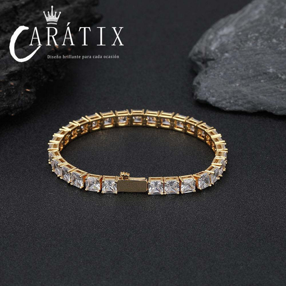 CARÁTIX -  Fashion  Tennis Chain Simplicity Square 5A Cubic Zirconia Luxury Inlaid Tennis Necklace for Women Gift Valentine's Day Gift for Men & Girls & Boys Mothers' Day Gift #Springtok