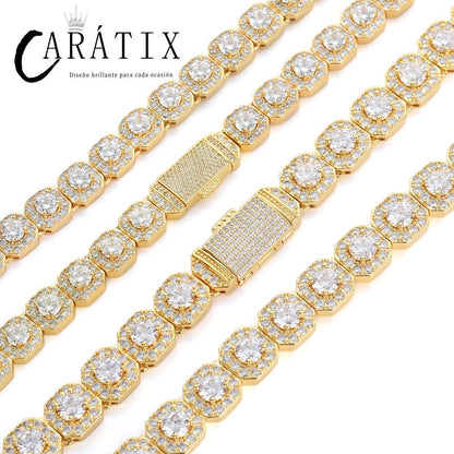 CARÁTIX - 10mm  Clustered Tennis Chain Necklace  Cubic Zircon Choker Necklaces Valentine's Day Gift for Men & Girls & Boys Mothers' Day Gift #Springtok