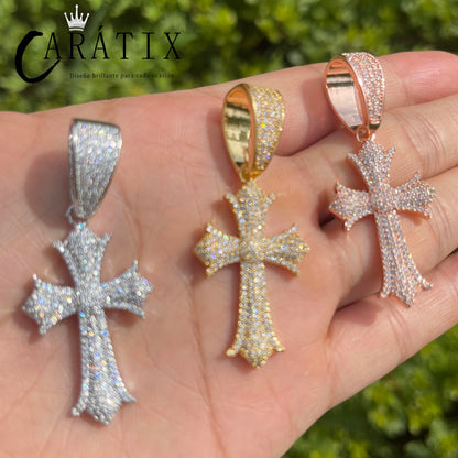 CARÁTIX Iced Out Cross Pendant Necklace – CZ Hip Hop Jewelry for Women & Men