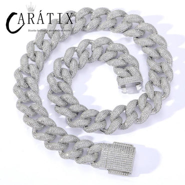 CARÁTIX Iced Out Round CZ Cuban Miami Link Chain Necklace – Hip Hop Jewelry in Gold & Silver for Men & Women