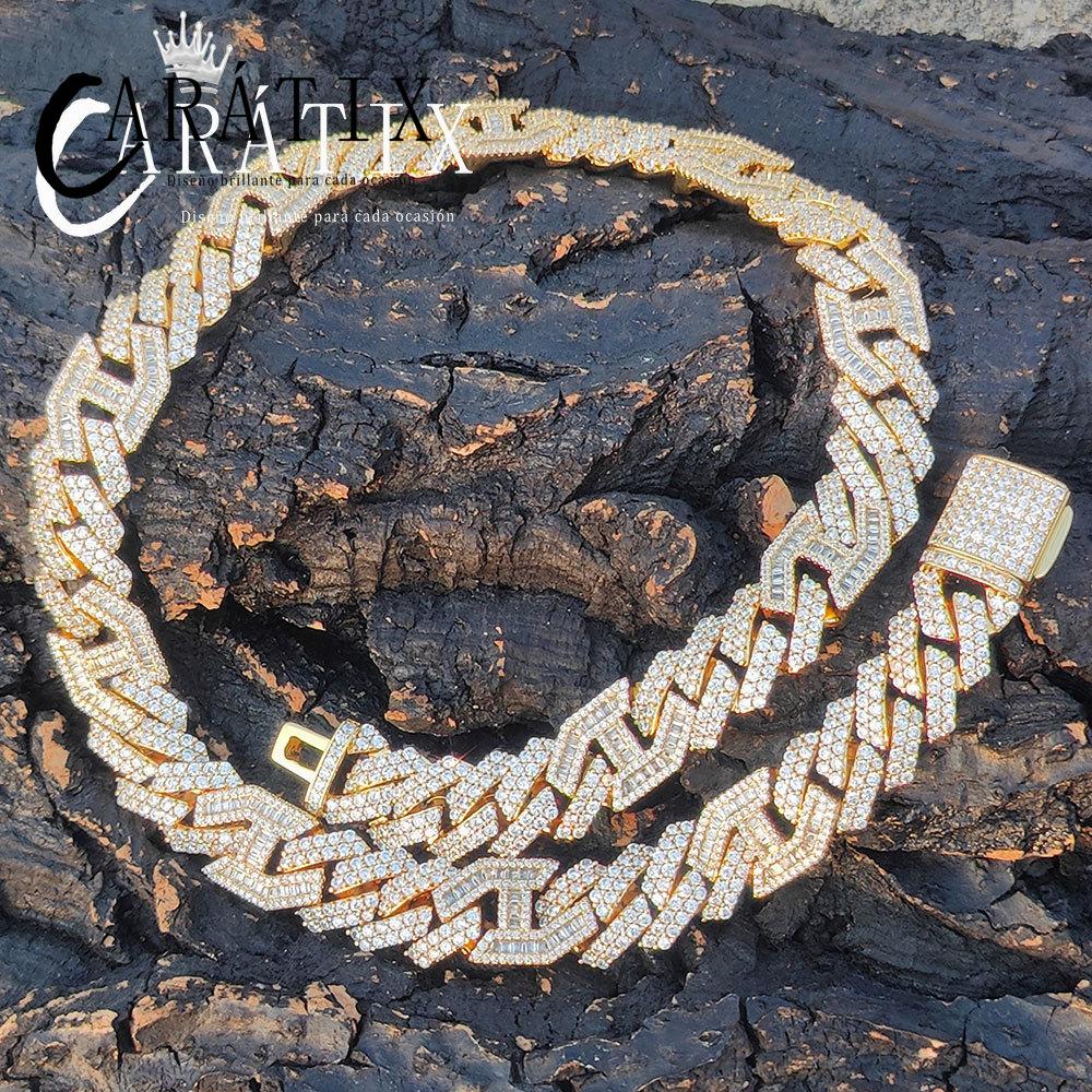 CARÁTIX Chunky Rhombus Cuban Link Chain Necklace – Micro Pave Iced Out Zircon Pig Nose Hip Hop Jewelry for Men & Women | Gift