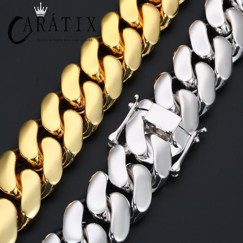 CARÁTIX – 25mm Rhombus Cuban Link Chain Necklace | Hip Hop Iced Out Jewelry for Men & Women