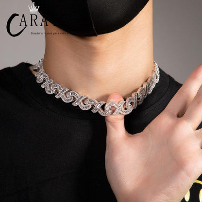 CARÁTIX 15mm Infinity Link Chain Necklace – 5A+ CZ Iced Out Hip Hop Bling Jewelry for Men | Gold & Silver Rapper Gift
