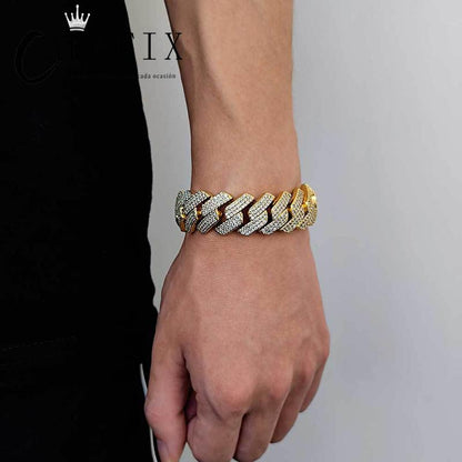 CARÁTIX 20mm 3-Row Rhombus Cuban Chain | CZ Iced Out Hip Hop Necklace for Men (7"–24")