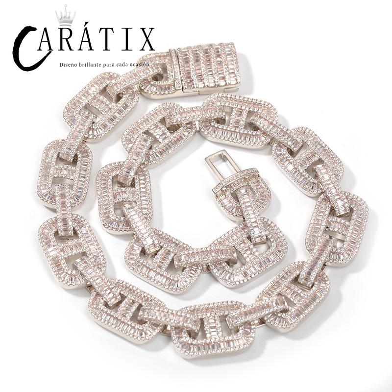 CARÁTIX Pink CZ Pig Nose Chain | Iced Out Coffee Beans Hip Hop Necklace for Men & Women