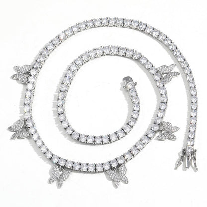CARÁTIX 6PCS Butterfly CZ Tennis Chain Necklace – 4mm Iced Out Hip Hop Bling Choker for Women & Men | Rapper Jewelry Gift