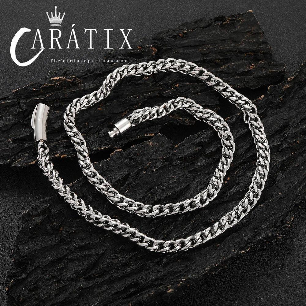 CARÁTIX - Hip Hop Stainless Steel PVD Plated Franco Chain 6MM Polishing Clasp Necklace Stainless Steel  Bracelet Women Mens Jewelry Valentine's Day Gift for Men & Girls & Boys Mothers' Day Gift #Springtok