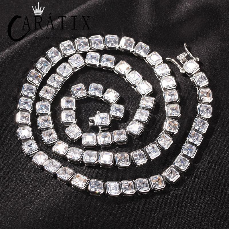 CARÁTIX 1-Row Square Tennis Chain | AAA CZ Iced Out Hip Hop Necklace for Men - CaratixJewelry