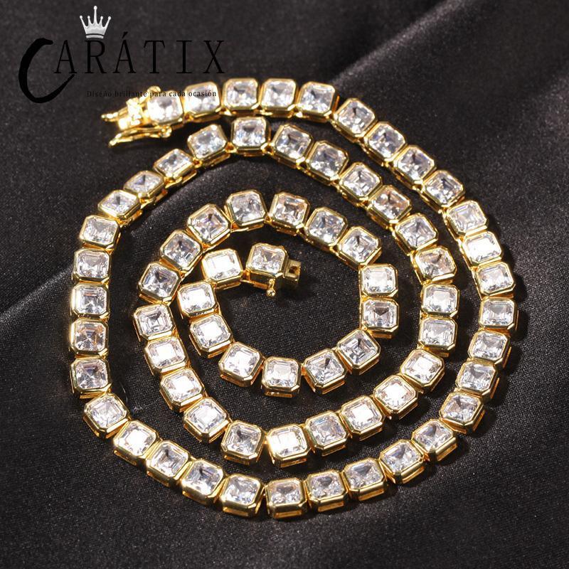 CARÁTIX 1-Row Square Tennis Chain | AAA CZ Iced Out Hip Hop Necklace for Men - CaratixJewelry