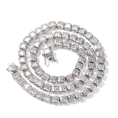 CARÁTIX 1-Row Square Tennis Chain | AAA CZ Iced Out Hip Hop Necklace for Men - CaratixJewelry