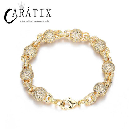 CARÁTIX 10.5MM Miami Cuban Chain Necklace – Round Ball Bead Choker with Micro Pave CZ, Hip Hop Jewelry for Men & Women Gift - CaratixJewelry